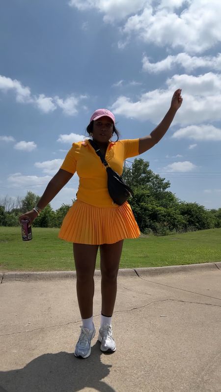 Golf outfit || tennis skirt outfit || I’m a size 10 wearing a size L in both. The skirt feels like it runs a little big so I’d size down if you’re in between. A medium may have been little less loose on me but the large isn’t terrible  

#LTKMidsize #LTKVideo #LTKActive