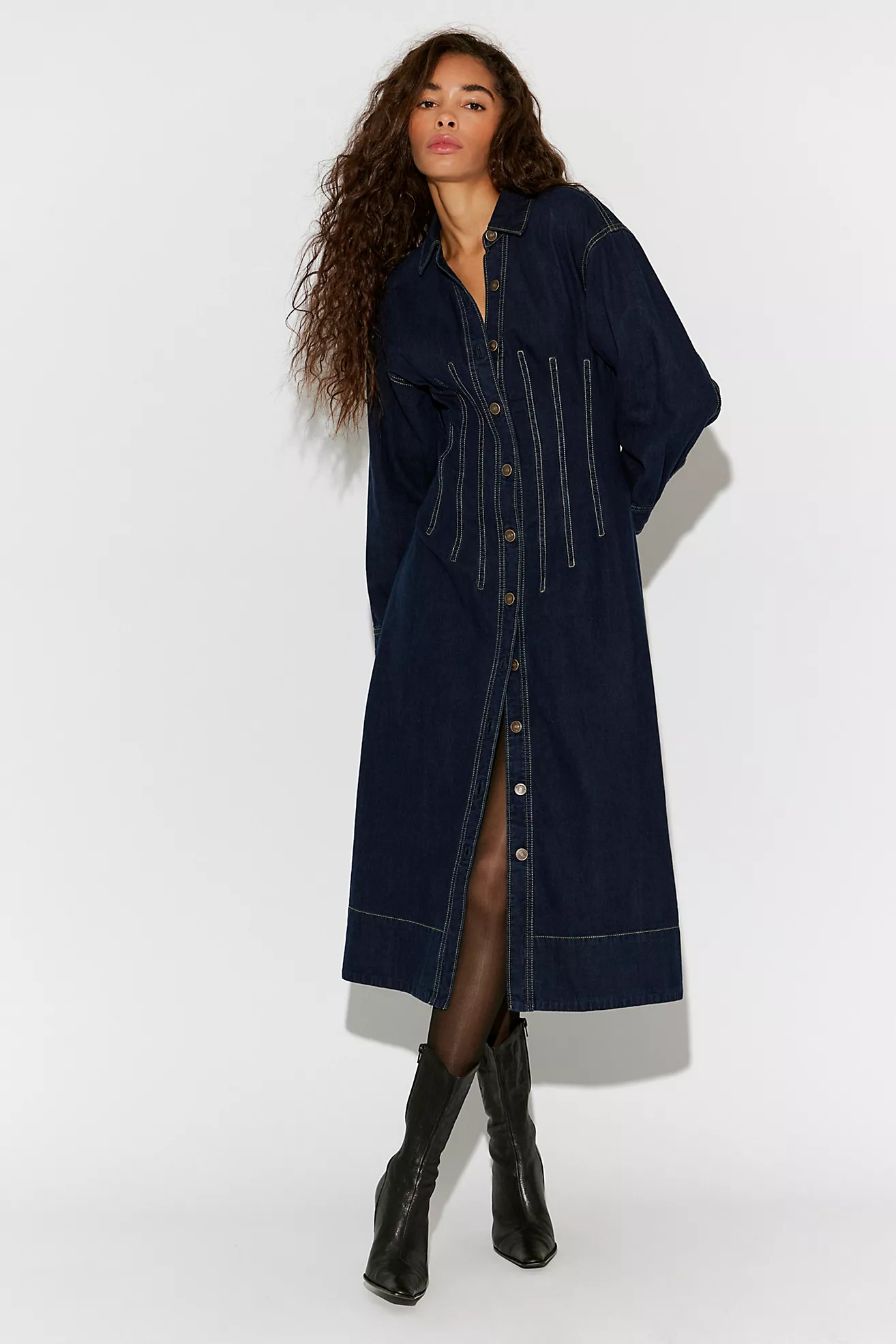 Velverie Denim Midi Dress | Free People (Global - UK&FR Excluded)