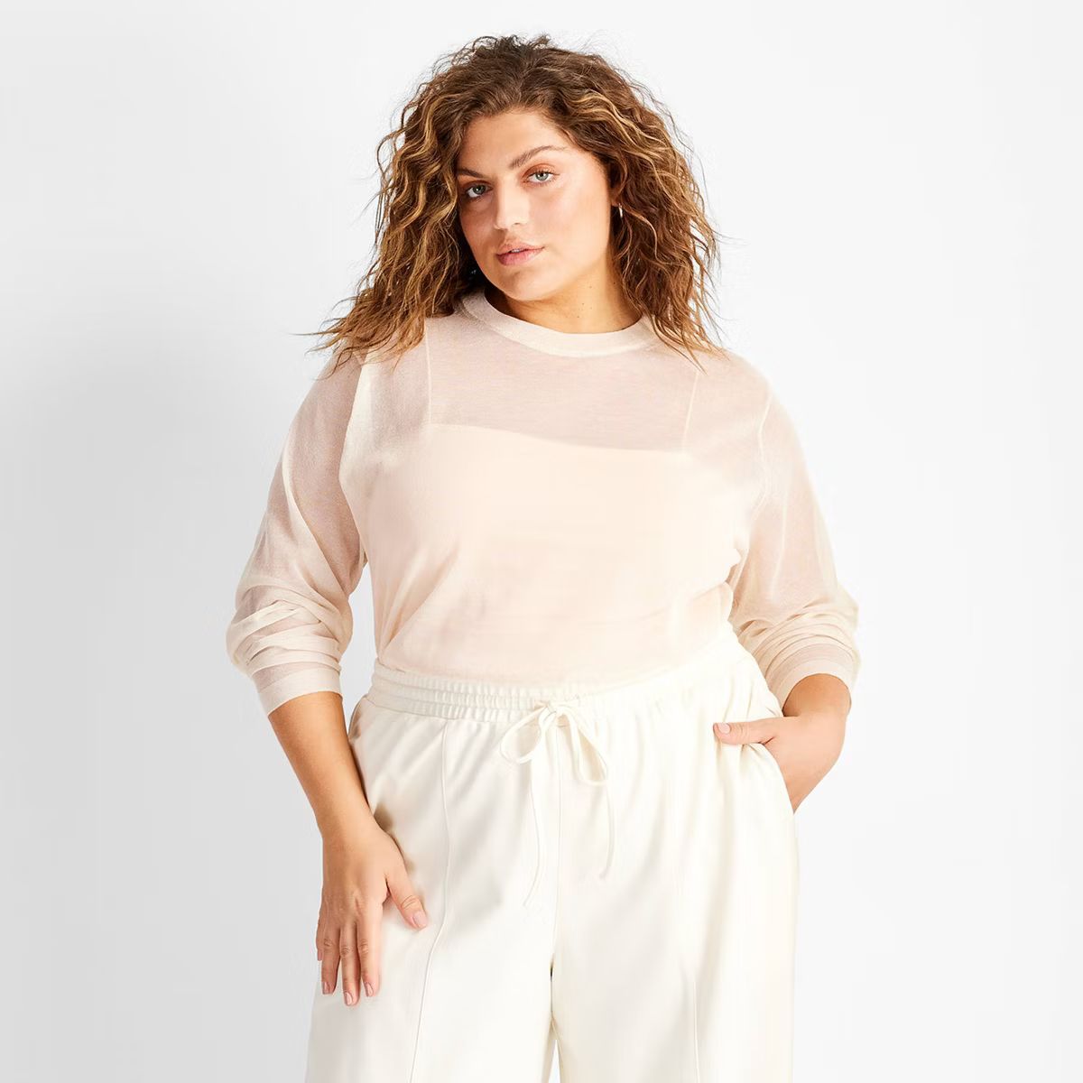 Women's Crewneck Sheer Sweater - Future Collective | Target