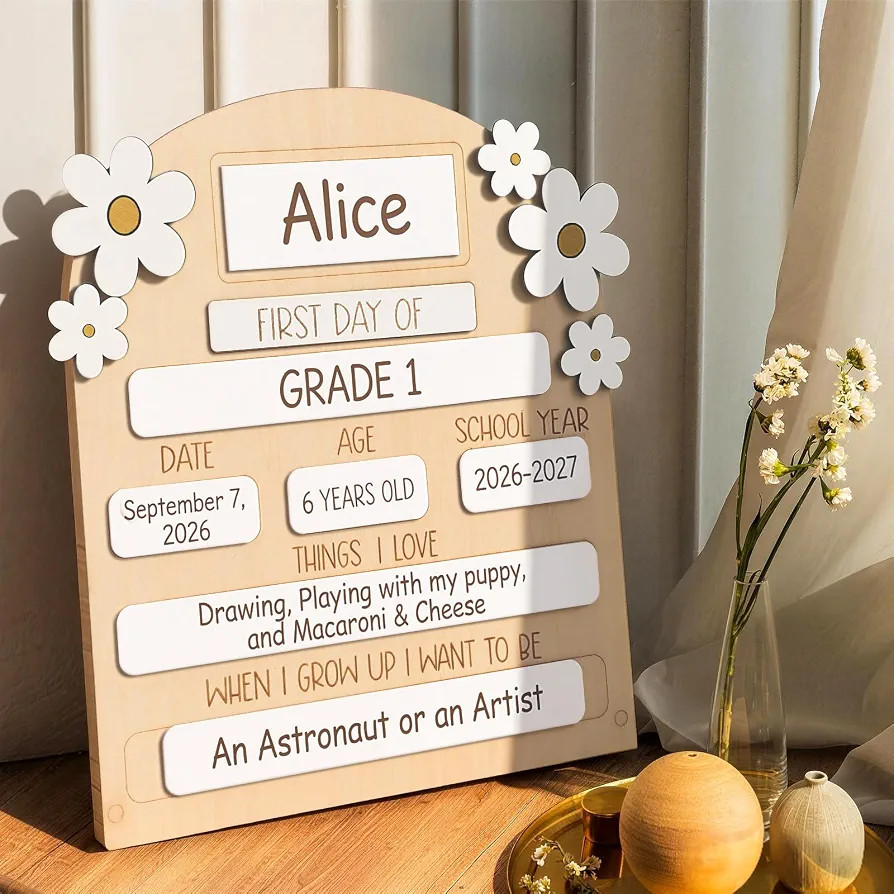 Junkin My First Day of School Sign 12 x 10 Inch Wooden First and Last Day of School Board with Ma... | Amazon (US)