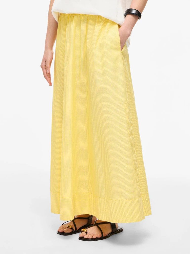 Rouge Edit Yellow High Waist Pin Stripe Maxi Ankle Skirt | Next EU