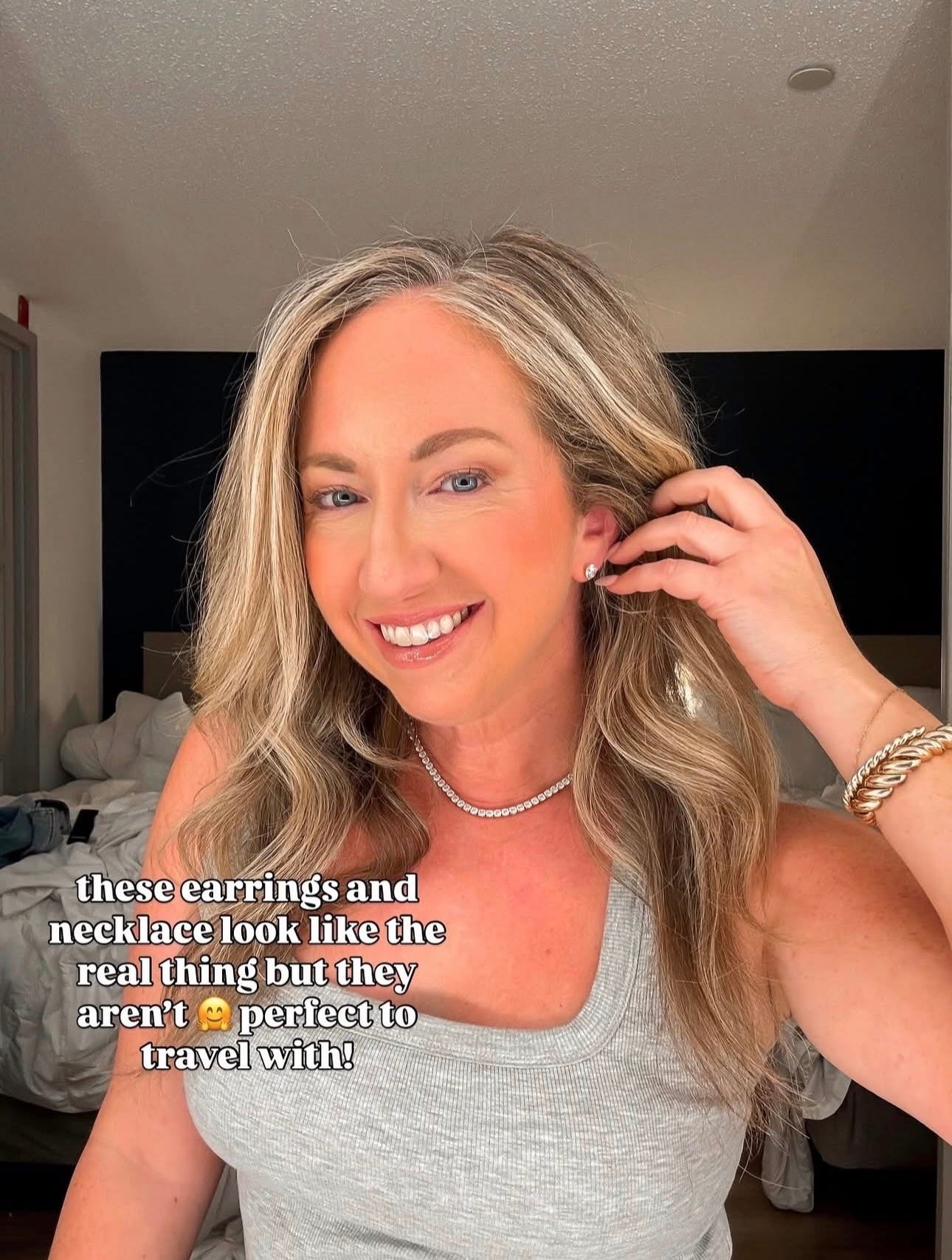 Bougie on a budget tennis necklace and diamond look studs