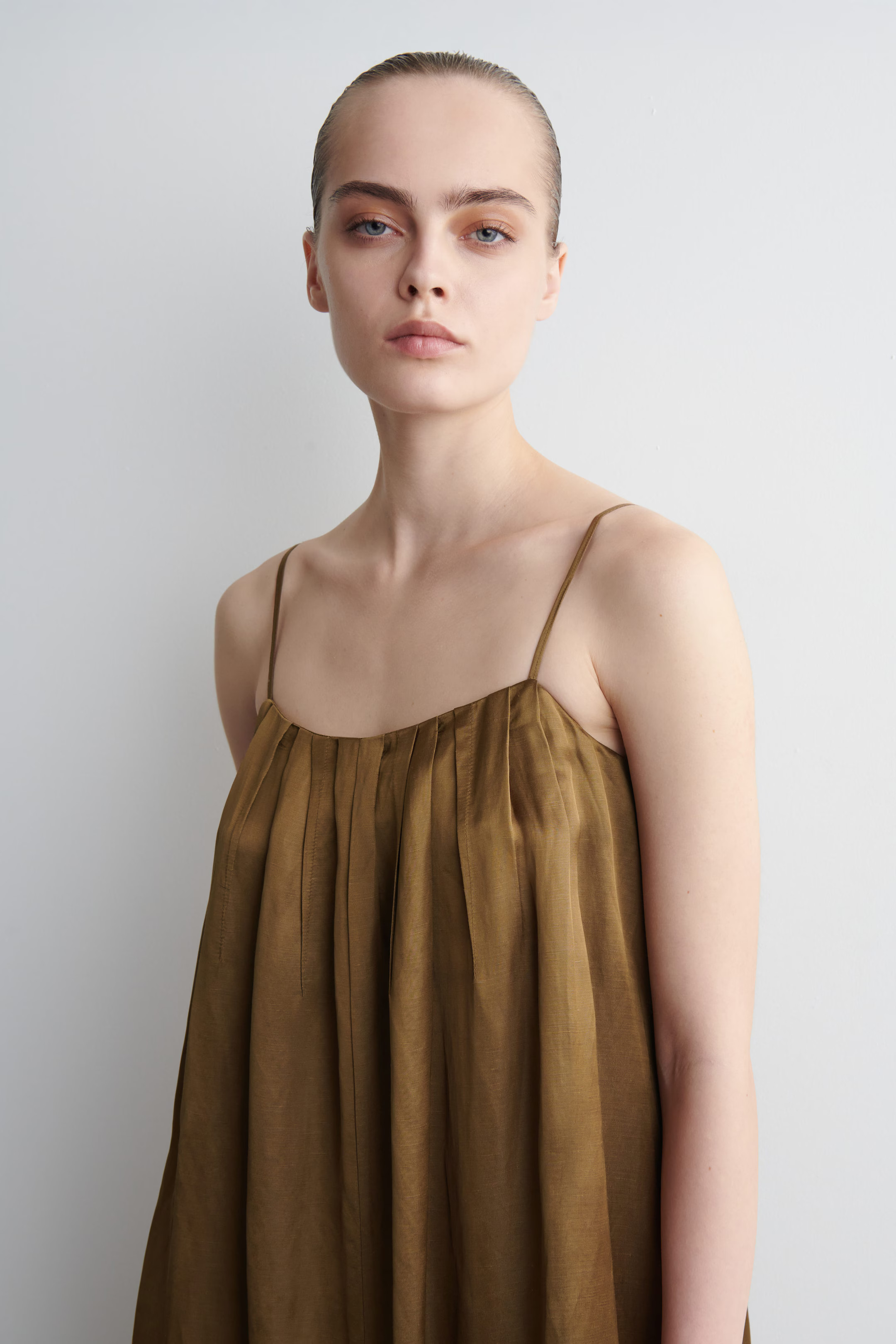 PLEATED FLUID MAXI DRESS - OCHRE | COS | COS UK