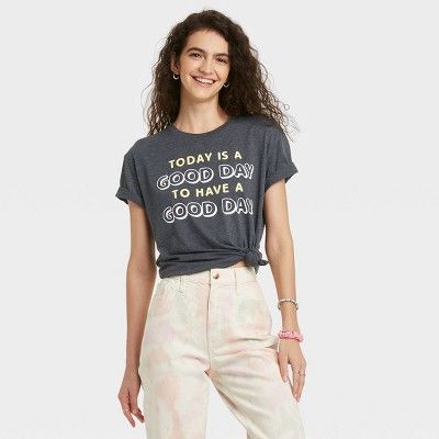 Women's Good Day Short Sleeve Graphic T-Shirt - Gray | Target