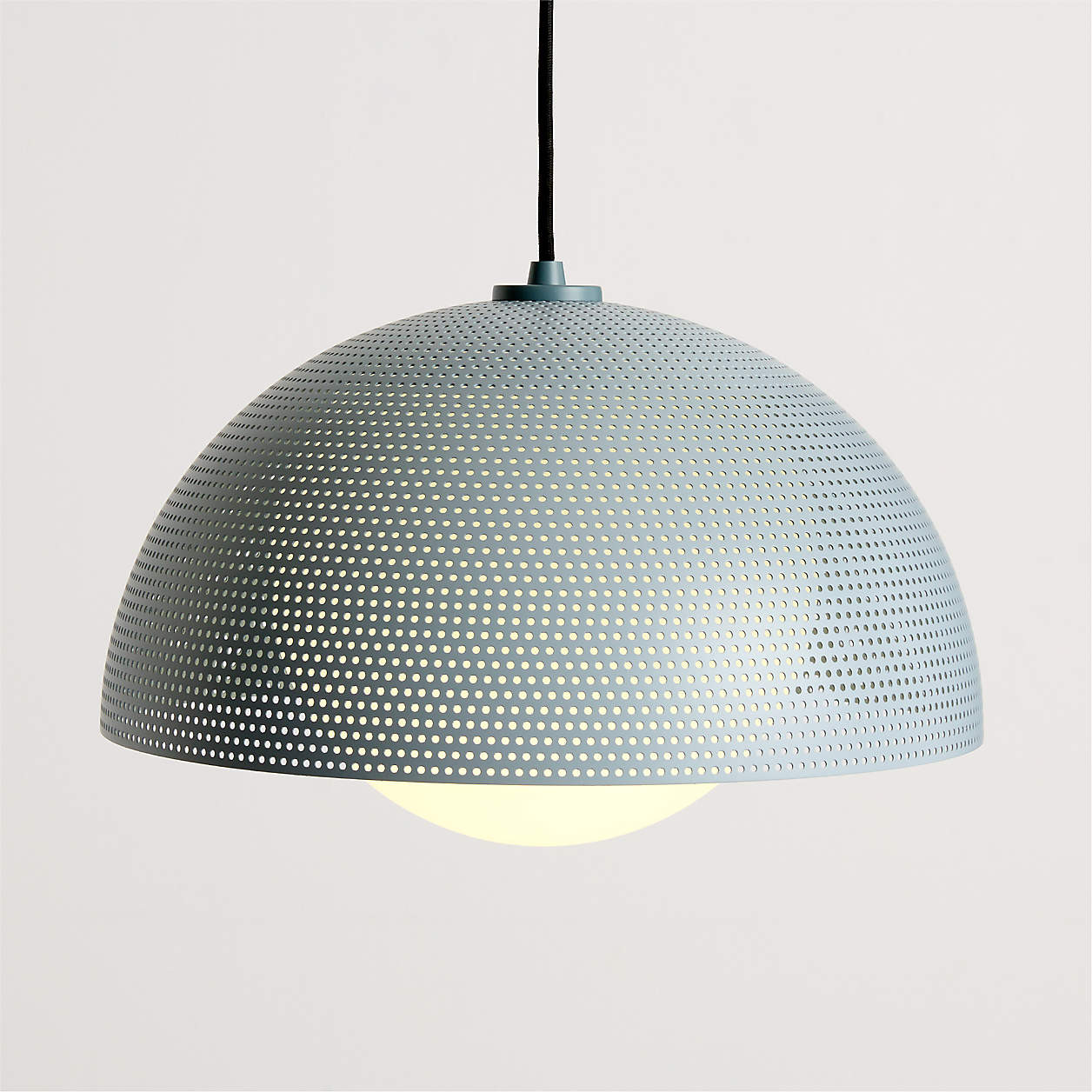 Arlo 16" Perforated Blue Kids Pendant Ceiling Light | Crate & Kids | Crate & Barrel