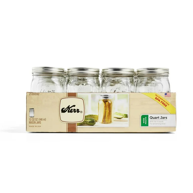 Kerr 32oz 12pk Glass Wide Mouth Mason Jar with Lid and Band | Walmart (US)
