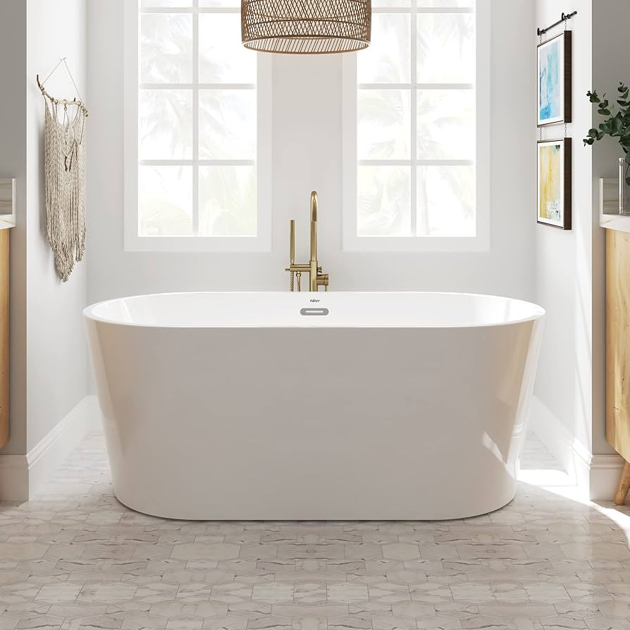 FerdY Shangri-La 59" Acrylic Freestanding Bathtub, Classic Oval Shape Acrylic freestanding tub Mo... | Amazon (US)