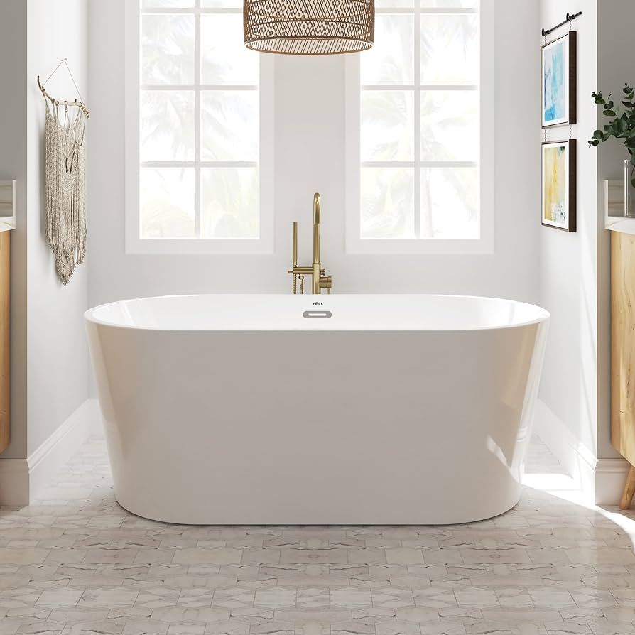 FerdY Shangri-La 59" Acrylic Freestanding Bathtub, Classic Oval Shape Acrylic freestanding tub Mo... | Amazon (US)