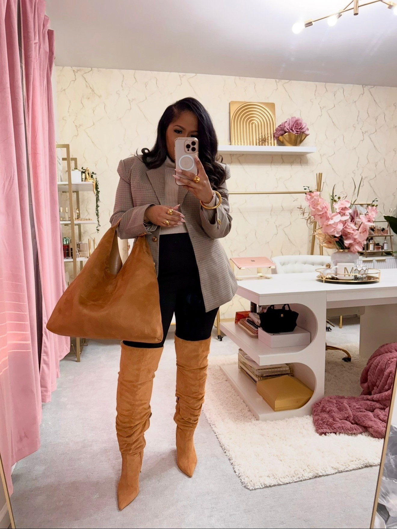 A great blazer option from Meshki that  restocked comes in all sizes. Boots are older 

#LTKU #LTKmomlife #LTKdayinmylife