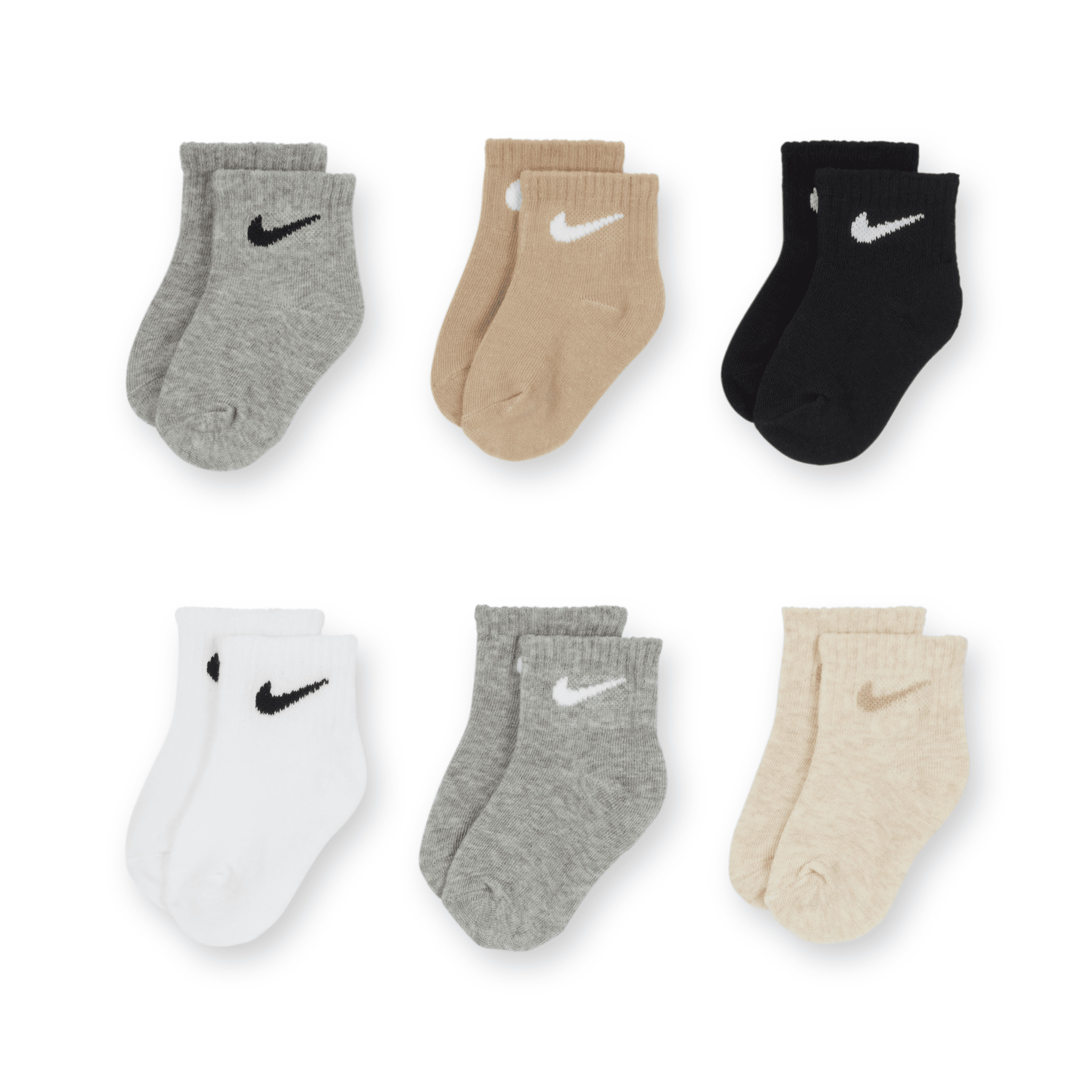 Nike Swoosh Baby/Toddler Ankle Socks (6 Pairs) in Grey | NN0641-G0E | Nike (US)