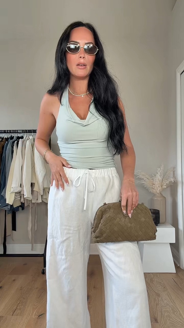 The perfect spring outfit 🤍 all closet staples!! I’ll have this look on my LTK (outfit inspo section) 

My sizing 5’7, 145lbs, 32dd
I’m wearing a size xs denim shirt, size small tank, size medium pants (I like a size small in the pants more) 

@Aritzia  
spring outfit, Aritzia outfit, closet staples, elevated basics, chic everyday style, denim button up, halter top, white linen pants, neutral outfit, effortless style, minimal chic, capsule wardrobe, timeless pieces, clean girl aesthetic, spring fashion inspo, light and airy outfit, casual chic, everyday elegance, monochrome vibes, soft neutrals, polished casual, modern femininity, classic style, outfit inspo, spring wardrobe essentials

