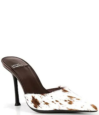 Jeffrey Campbell Robyn Cow Print Haircalf Dress Mules - 5 | Dillard's