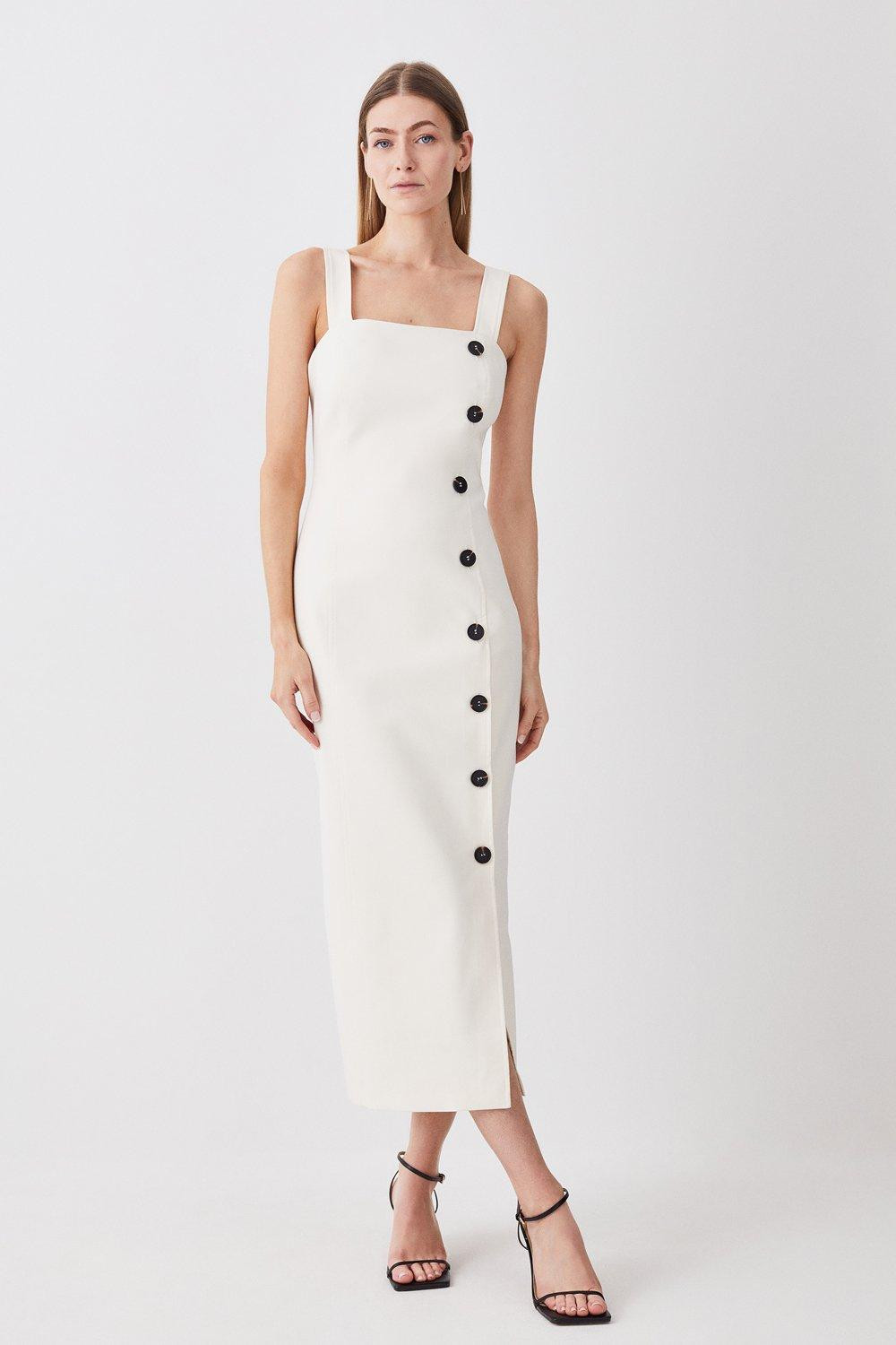 Tailored Button Detail Midi Dress | Karen Millen US