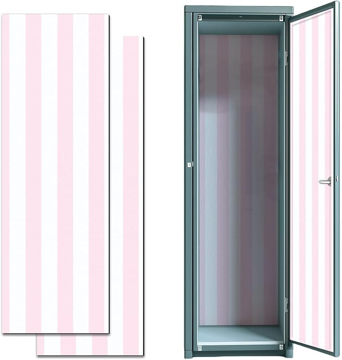 2 Pcs Locker Magnetic Wallpaper Soft Pink Vertical Seamless Stripes 12" x 36" Wall Magnetic Stick... | Amazon (US)