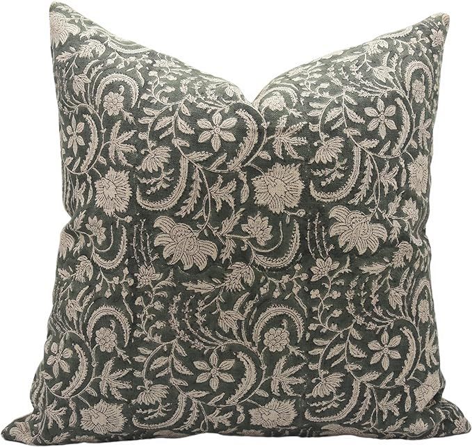 Fabritual Block Print Thick Linen 20x20 Throw Pillow Covers, Handmade Pillow Covers for Sofa and ... | Amazon (US)