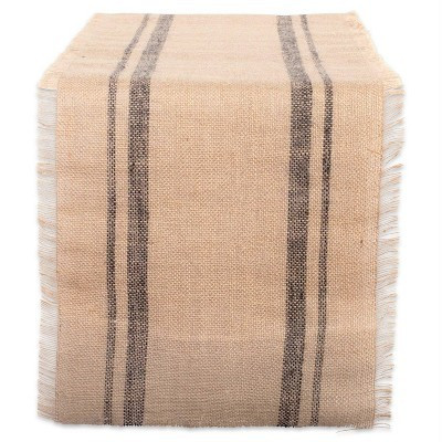 108" x 14" Jute Double Border Burlap Table Runner - Design Imports: Light Blue, Stripe Pattern, Spot Clean, Rectangle | Target