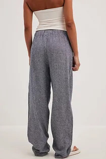 Striped Elastic Waist Linen Pants Stripe | NA-KD US