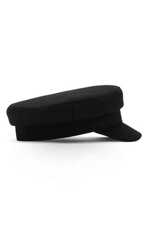 MANGO Wool Blend Baker Boy Cap in Black at Nordstrom, Size Small | Nordstrom