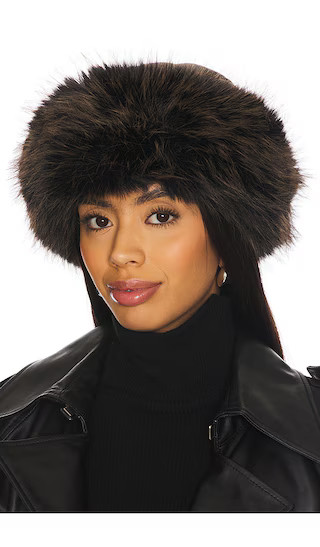 Faux Shearling Roller Hat in Black & Brown | Revolve Clothing (Global)