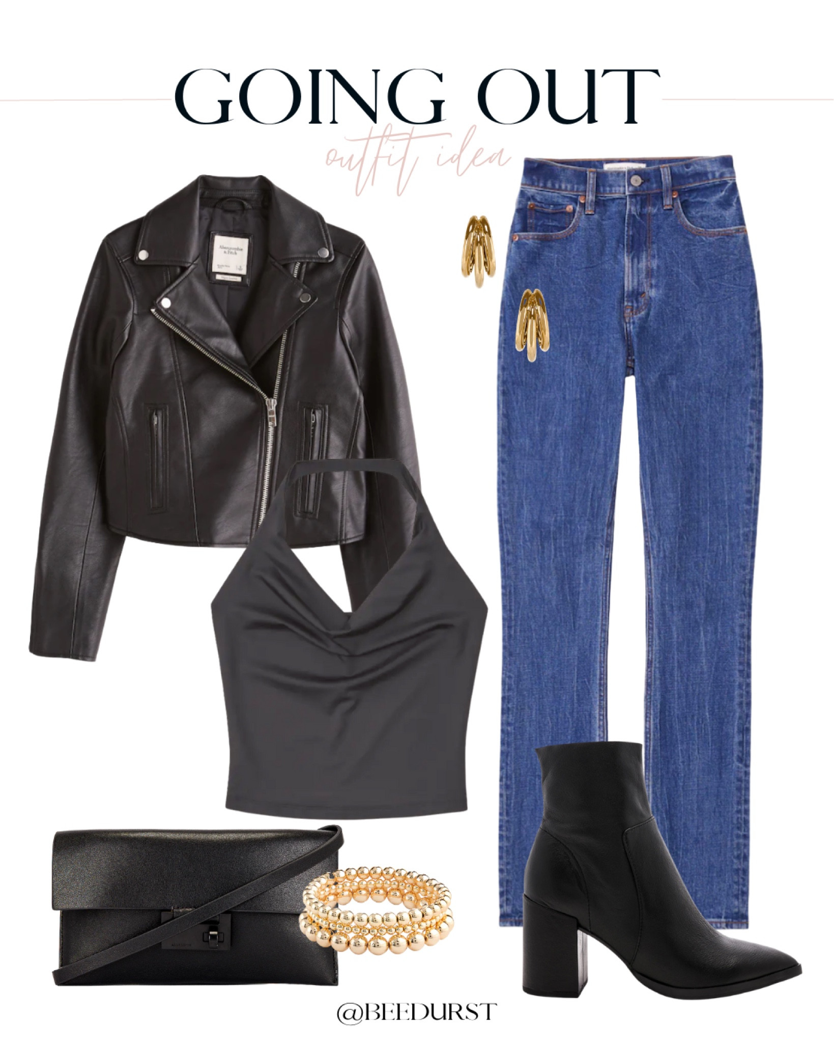 Going out outfit idea, night out outfit idea, girls night outfit idea, date night outfit idea, cowl neck top, moto jacket, black boots, high waisted jeans, crossbody bag

#LTKshoecrush #LTKSeasonal #LTKitbag