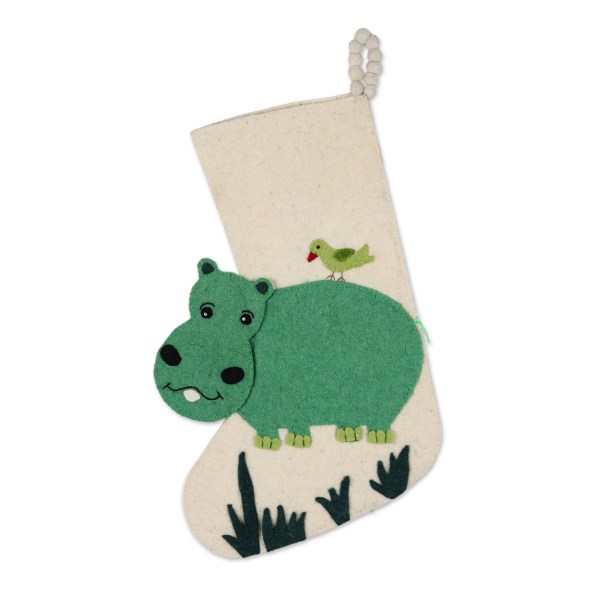 Happy Hippo Wool Felt Christmas Stocking (Set of 2) | Wayfair North America