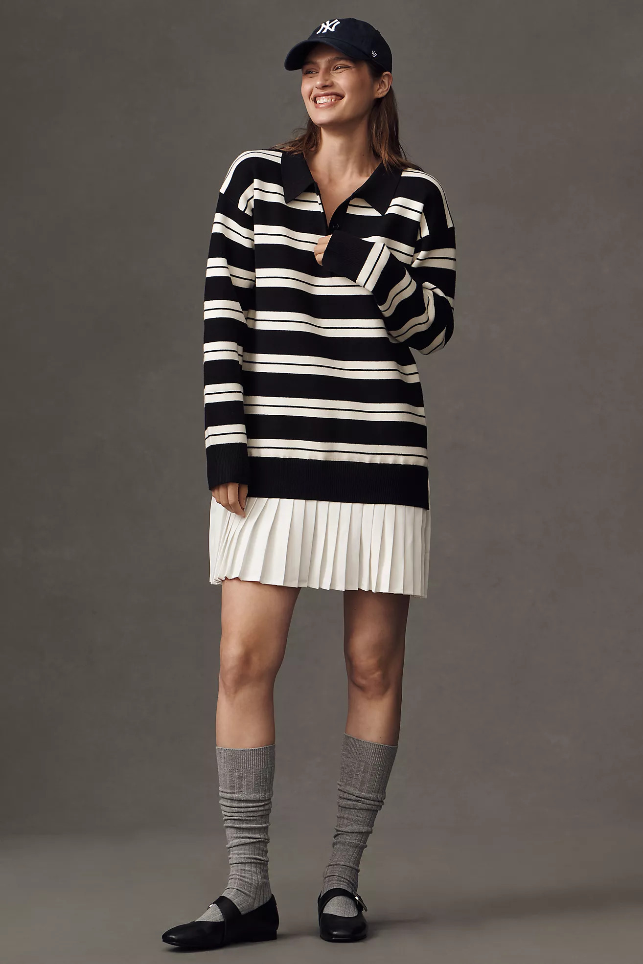 English Factory Long-Sleeve Polo Twofer Mini Dress | Anthropologie (US)