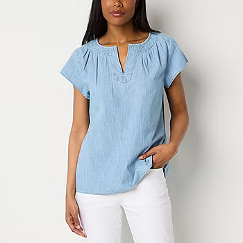 St. John's Bay Womens Short Sleeve Blouse | JCPenney
