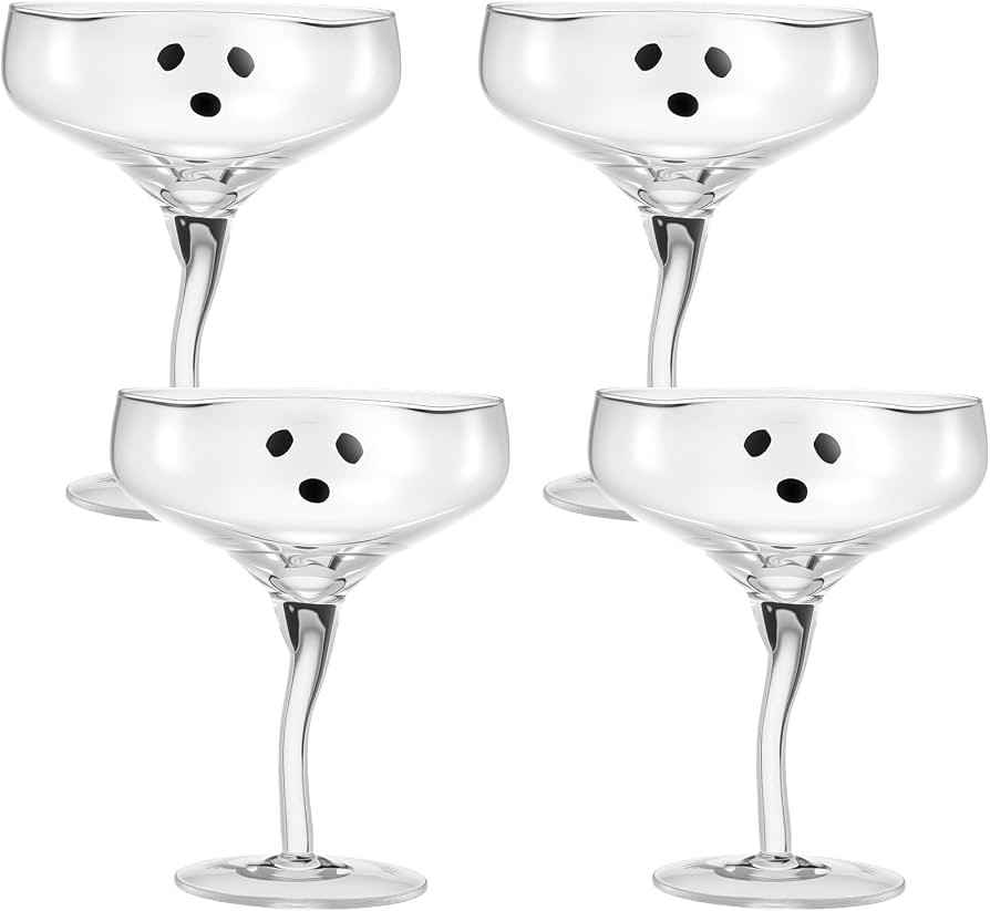 Baderke 4 Pcs Halloween Ghost Martini Glasses 13 oz Margarita Cups, Clear | Amazon (US)