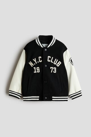 H & M - Motif-Detail Baseball Jacket - Black | H&M (US + CA)