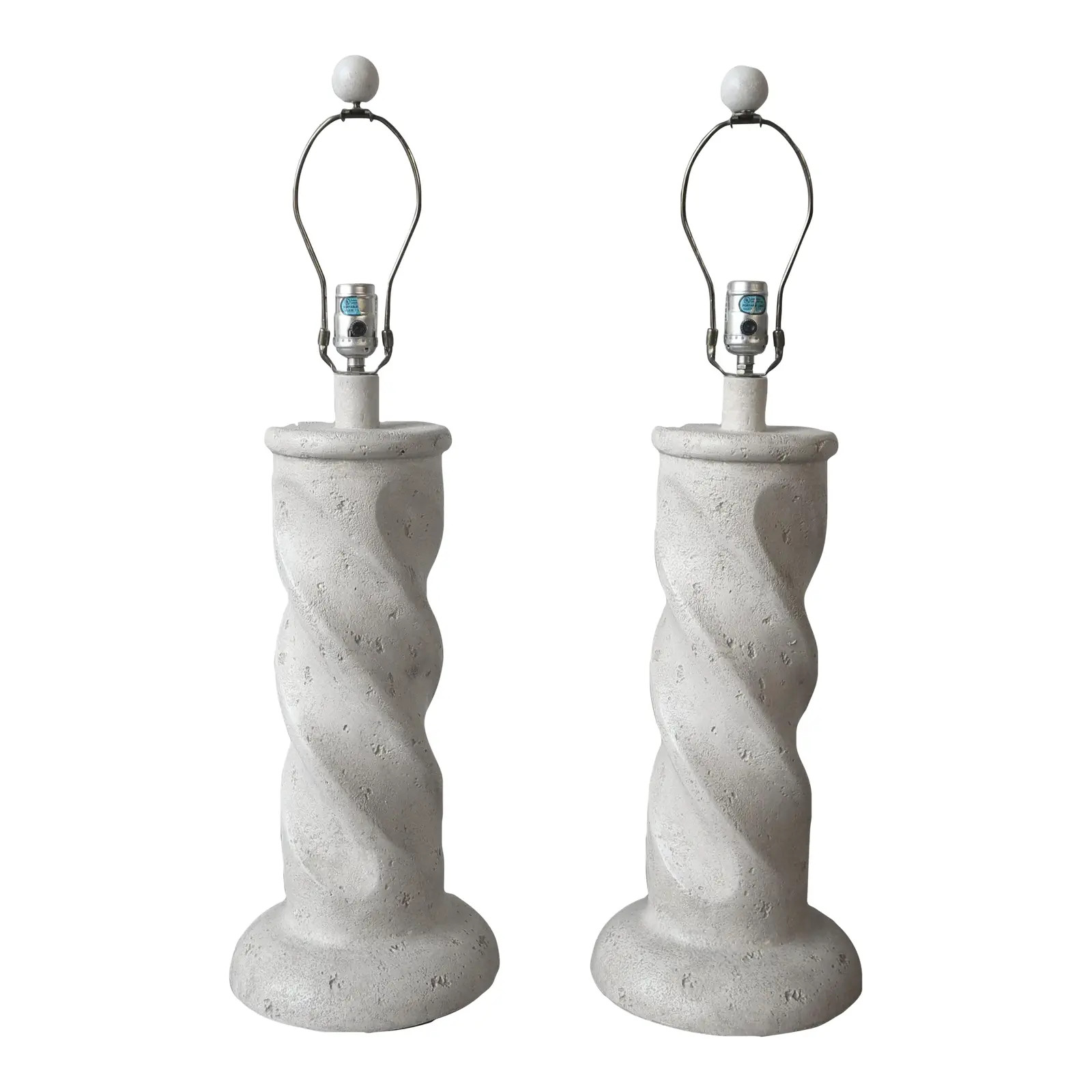 Pair of Post Modern Plaster Swirl Table Lamps | Chairish
