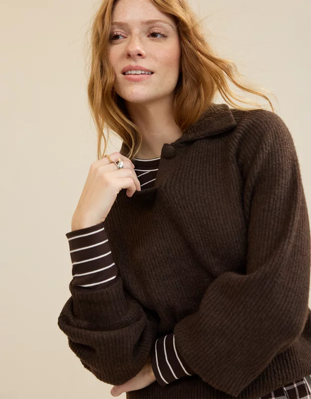 Aerie Classic Quarter Button Sweater | Aerie