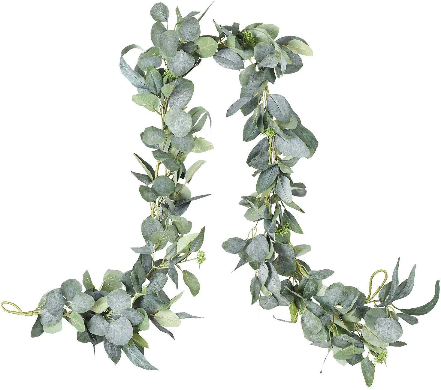 Coolmade 1 Pack 6.2 Ft Eucalyptus Garland Artificial Silk Eucalyptus Leaves Vines Handmade Garlan... | Walmart (US)