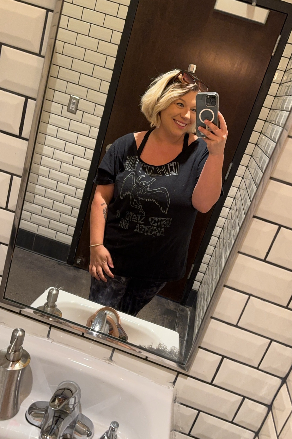 Another day another band tee - love the men’s graphic t shirts at target. So comfy and I always cut the neckline to make it look more feminine and cute. Shop my comfy anti-chafing everyday shorties — bike shorts, sports bra, band tees and sunglasses - casual style - rock style - rock tees - rock and roll - grunge - alternative 

#LTKShoeCrush #LTKFindsUnder50 #LTKMens