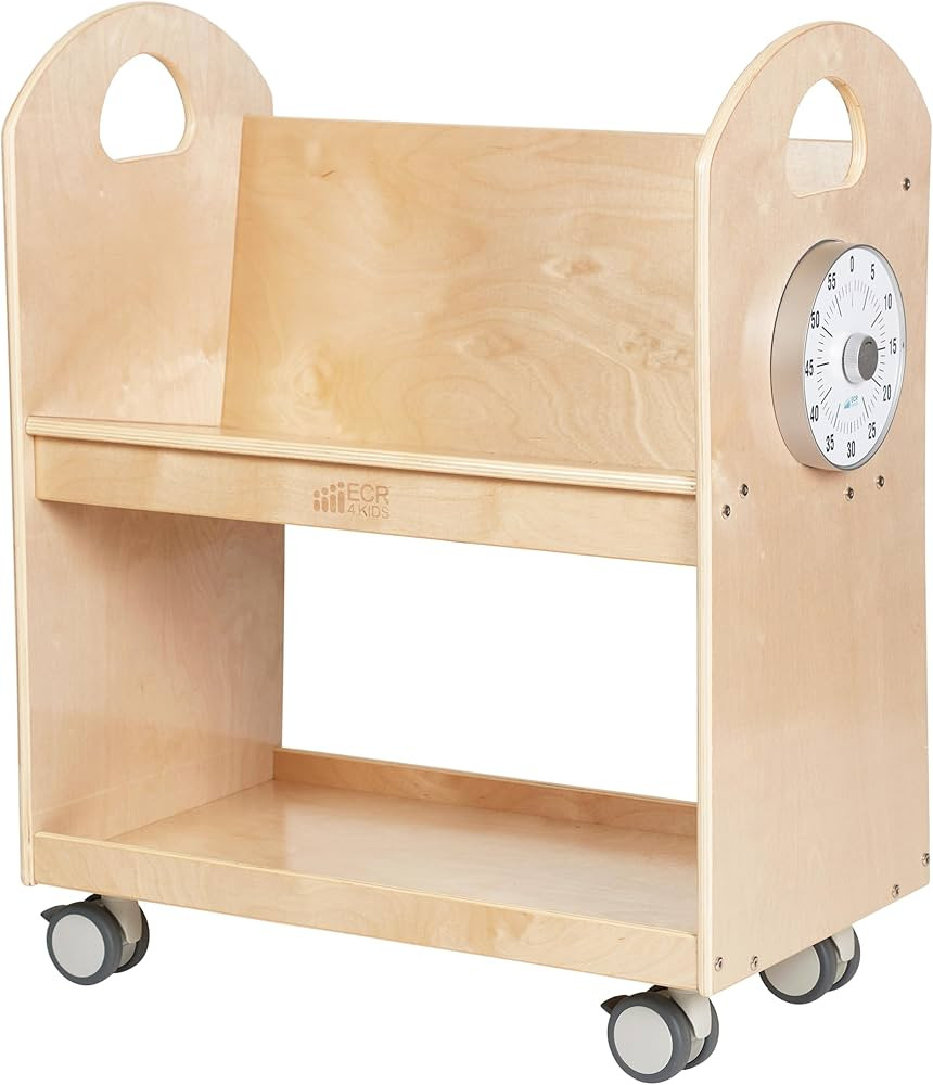 ECR4Kids Mobile Book Cart with Countdown Timer, Classroom Bookshelf, Natural | Amazon (US)