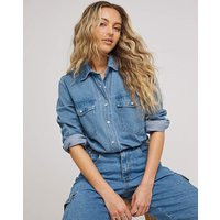 Blue Loose Fit Denim Shirt | Simply Be (UK)