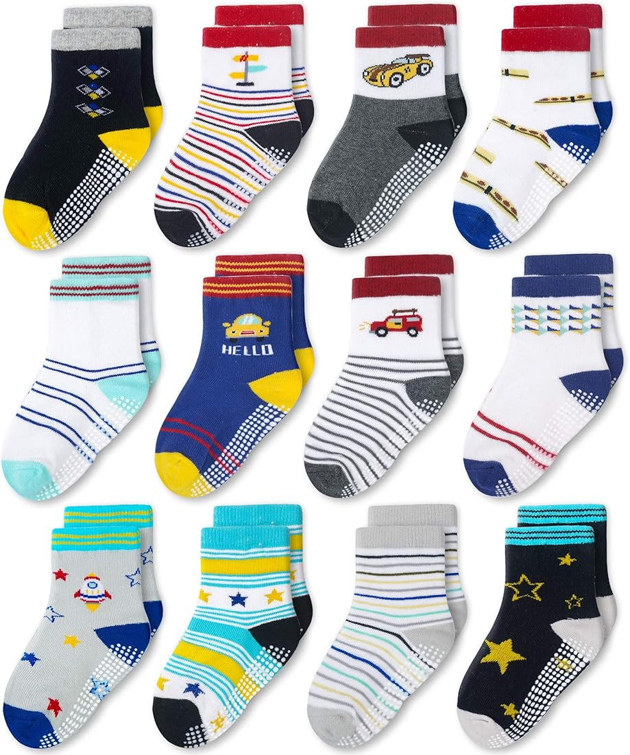 Cozyway Toddler Non Slip Crew Socks 12 Pairs | Amazon (US)