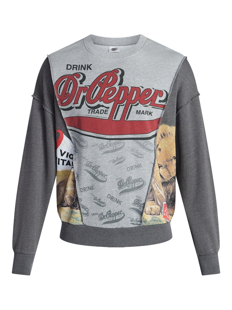 Dr Pepper Men's and Big Men's Crewneck Sweatshirt with Long Sleeves, Sizes XS-3XL | Walmart (US)