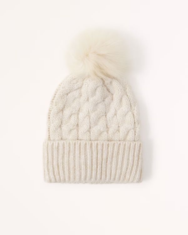 Cable-Knit Pom Beanie | Abercrombie & Fitch (US)