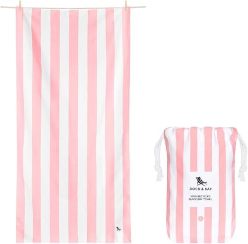 Dock & Bay Beach Towel - Quick Dry, Sand Free - Compact, Lightweight - 100% Recycled - Includes Bag - Cabana - Light Pink - Large (160x90cm, 63x35) | Amazon (US)