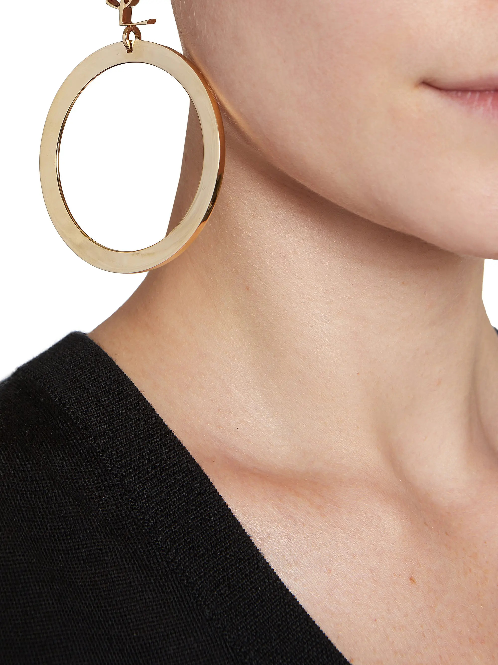 Saint LaurentCassandre Pendant Hoop Earrings in Metal | Saks Fifth Avenue