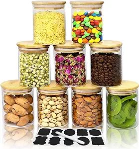 Hoanra 15oz Glass Jars with Airtight Bamboo Lids, Small Food Storage Containers, for Kitchen Pant... | Amazon (US)
