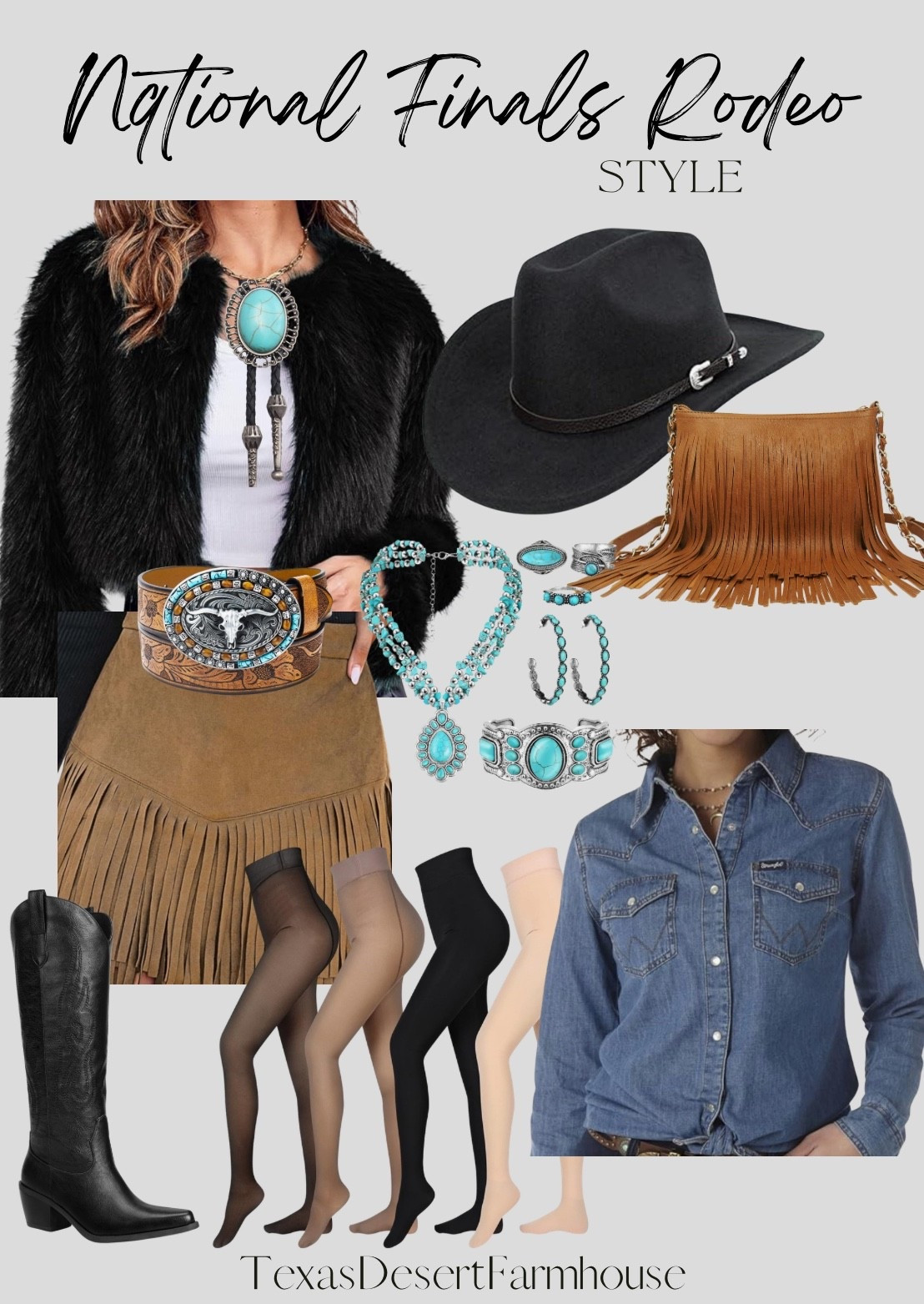 National Finals Rodeo Las Vegas Style

#vegas #nfr #nfrstyle #nfrfashion #rodeo #rodeostyle #nfrrodeo #nationalfinalsrodeo #fringeskirt #cowboyhat #cowboyboots #cowgirlstyle #cowgirloutfit #denimshirt #fleeceleggings #turquoisejewelry

CUPSHE Women Fringe Skirts Western Cowgirl Terra Cotta High Waist Mini Skirt Suede Tassel Short Counrty Concert

Women Western Cowboy Belt - PU Leather Longhorn Bull Turquoise Embossed Buckle Belt for Jeans Pants Dresses
Ekouaer Long Sleeve Shirts for Women 3 Pack Scoop Neck Fitted Tops Thermal Undershirt Stretch Base Layer Soft Tee XS-XXL
Bellivera Womens Faux Fur Leather Jacket Fleece Cropped Warm Fluffy Coat Soft Zip Outerwear
Danedvi Women's Fashion Cropped Faux Fur Jacket Long Sleeve Open Front Cardigan Casual Fluffy Parka Shaggy Short Coat
GelConnie Native American Bolo Tie Rodeo Cowboy Leather Necktie Western Necklace Costume Accessories for Men,Women
Western Cowboy Hat for Men Women Classic Roll Up Fedora Hat with Buckle Belt(Size:S-M)
Solene Fringe Crossbody Shoulder Bag with Strap, Tassel Messenger bag, Country Style Western Fringe Purse for Women
Wrangler Women's Denim Snap Shirt


#LTKFindsUnder50 #LTKootd #LTKgrwm