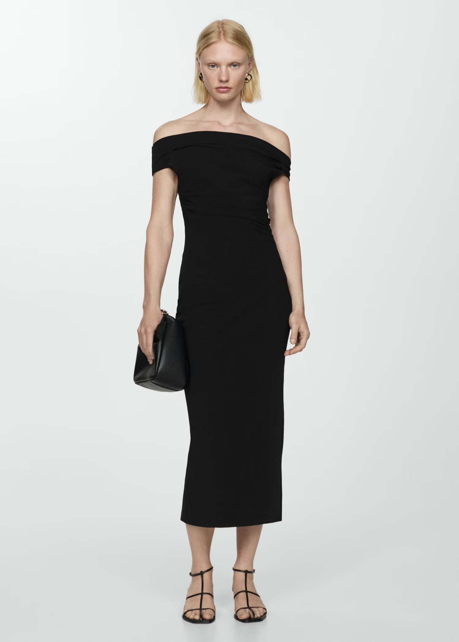 Off-the-shoulder draped dress | MANGO (US)