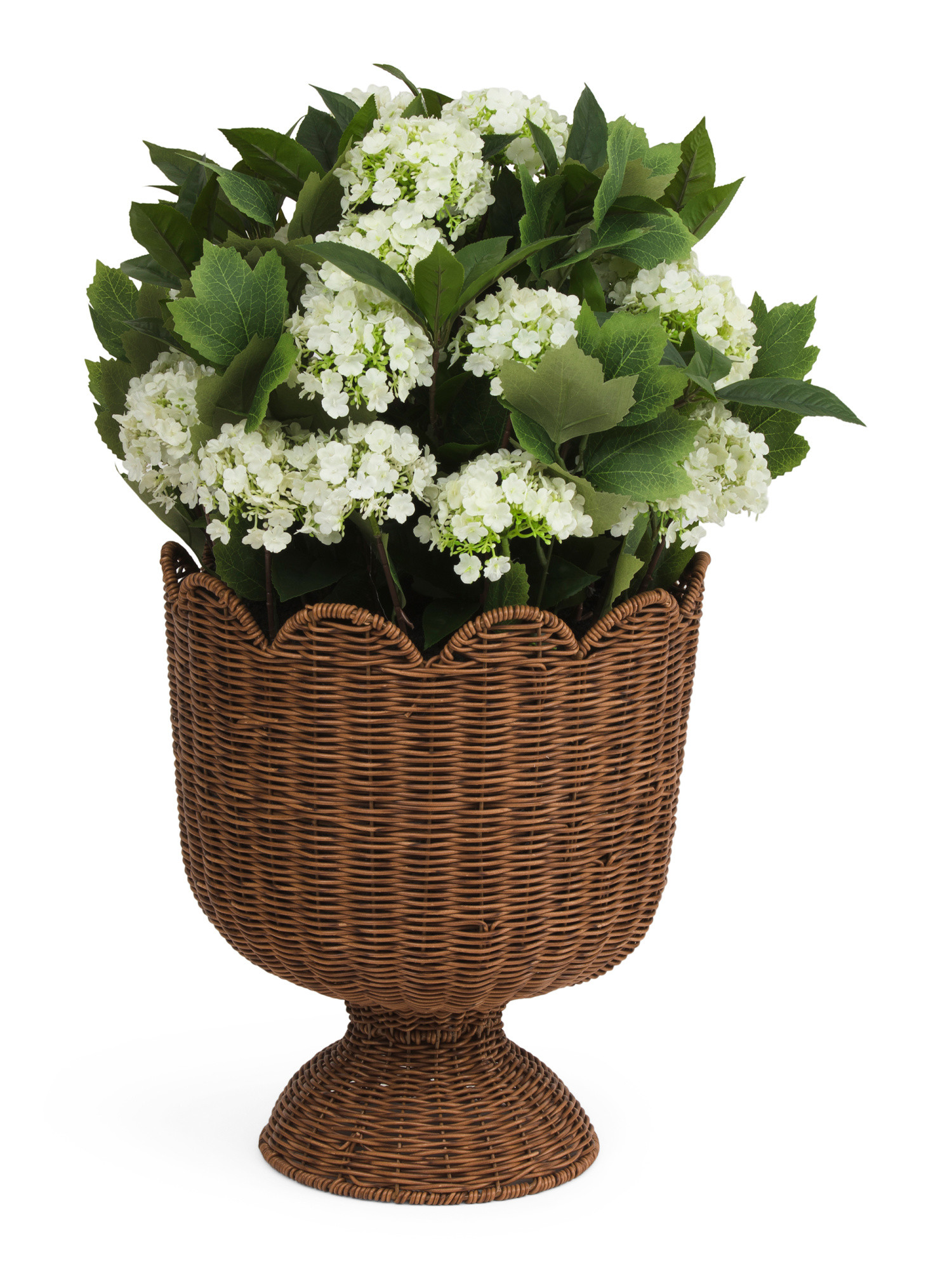 Real Touch Outdoor Covered Hydrangeas In Woven Planter | TJ Maxx