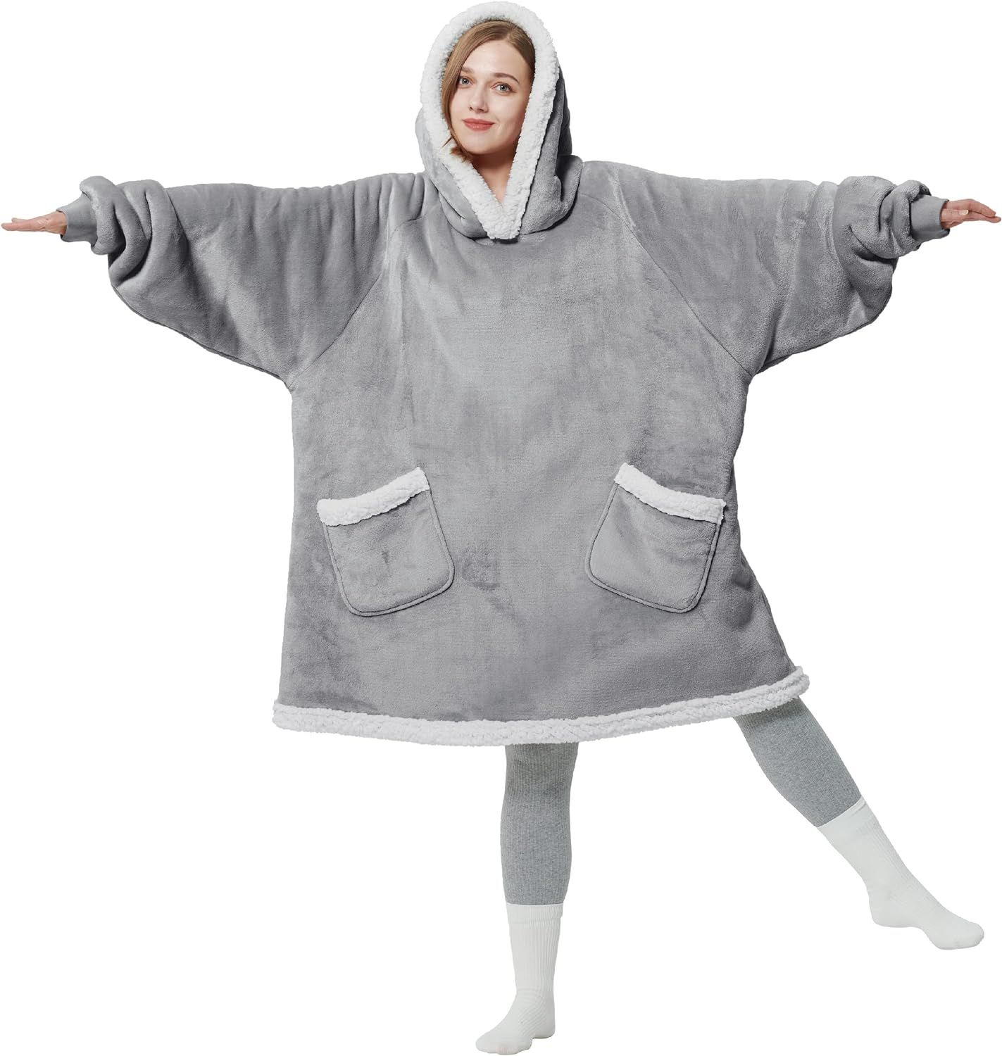 Bedsure Wearable Blanket Hoodie - Sherpa Fleece Hooded Blanket for Adult as A Gift, Warm & Comfor... | Amazon (US)