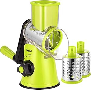 Geedel Rotary Cheese Grater, Kitchen Mandoline Vegetable Slicer with 3 Interchangeable Blades, Ea... | Amazon (US)