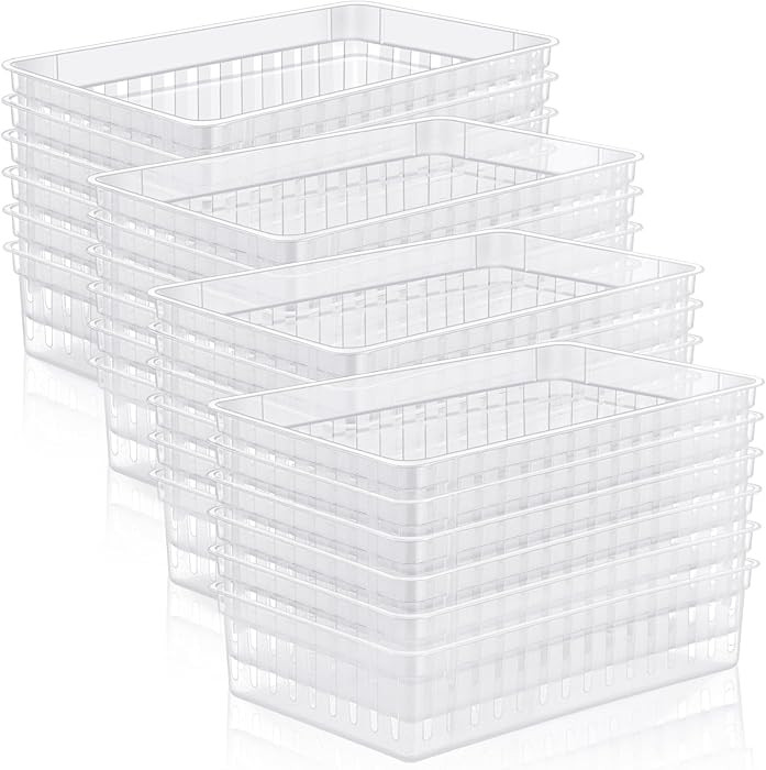Wenqik 24 Pcs Plastic Storage Baskets for Classroom Organizing Small Pantry Storage Bins Rectangu... | Amazon (US)