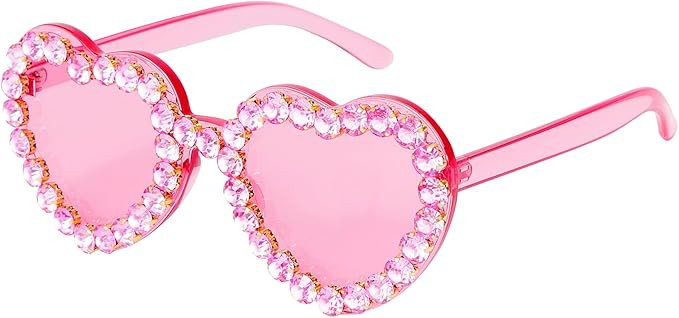 Zando Rhinestone Heart Sunglasses for Women Rimless Transparent Heart Shaped Sunglasses Colorful ... | Amazon (US)