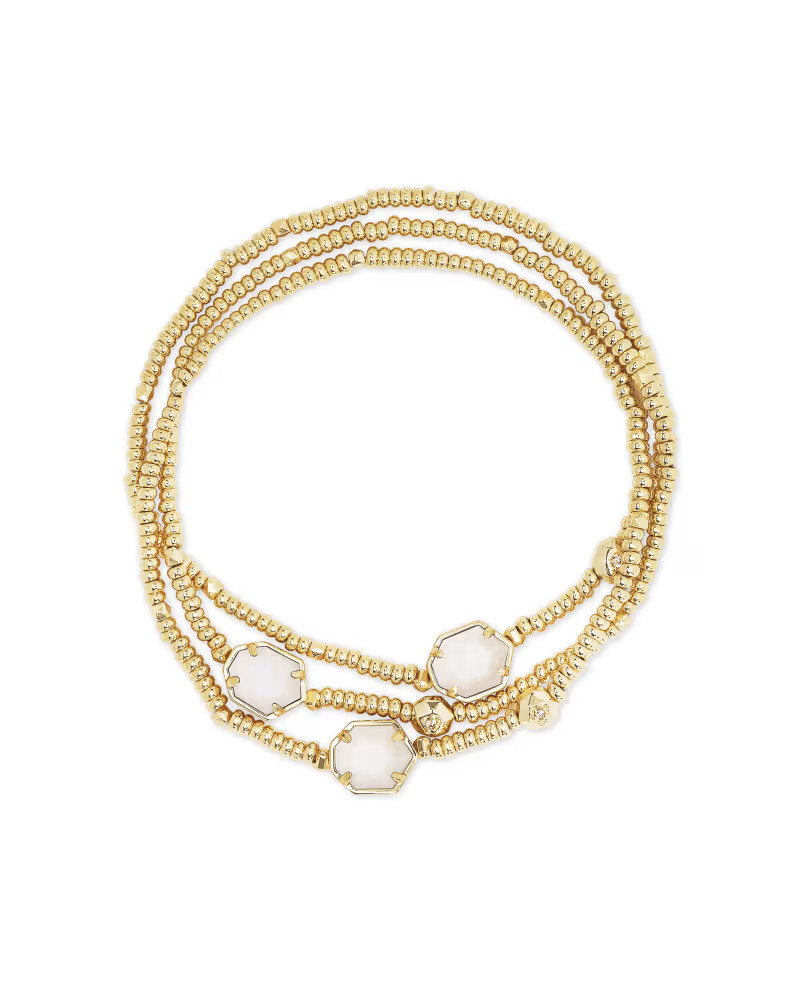 Tomon Gold Stretch Bracelet in White Mussel | Kendra Scott