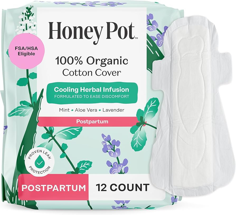 The Honey Pot Company - Herbal Postpartum Pads w/Wings - Infused w/Essential Oils for Cooling Eff... | Amazon (US)